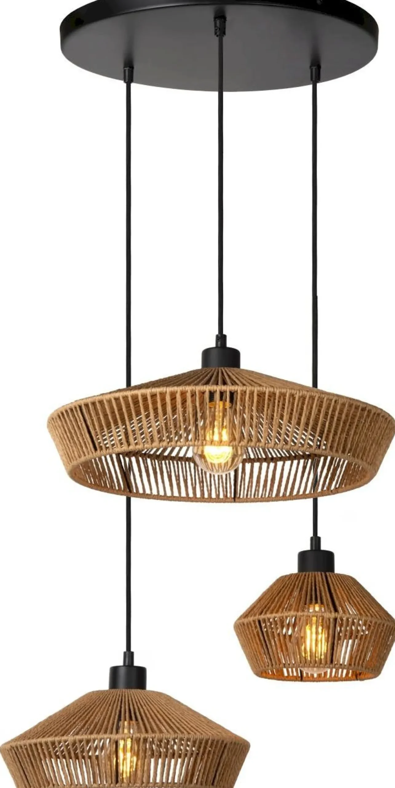 Hanglampen|Hanglampen-Lucide Yunkai Hanglamp Naturel, Zwart