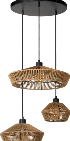 Hanglampen|Hanglampen-Lucide Yunkai Hanglamp Naturel, Zwart