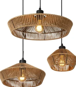 Hanglampen|Hanglampen-Lucide Yunkai Hanglamp Naturel, Zwart