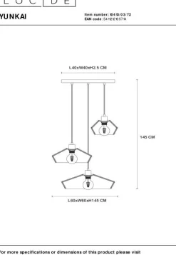Hanglampen|Hanglampen-Lucide Yunkai Hanglamp Naturel, Zwart