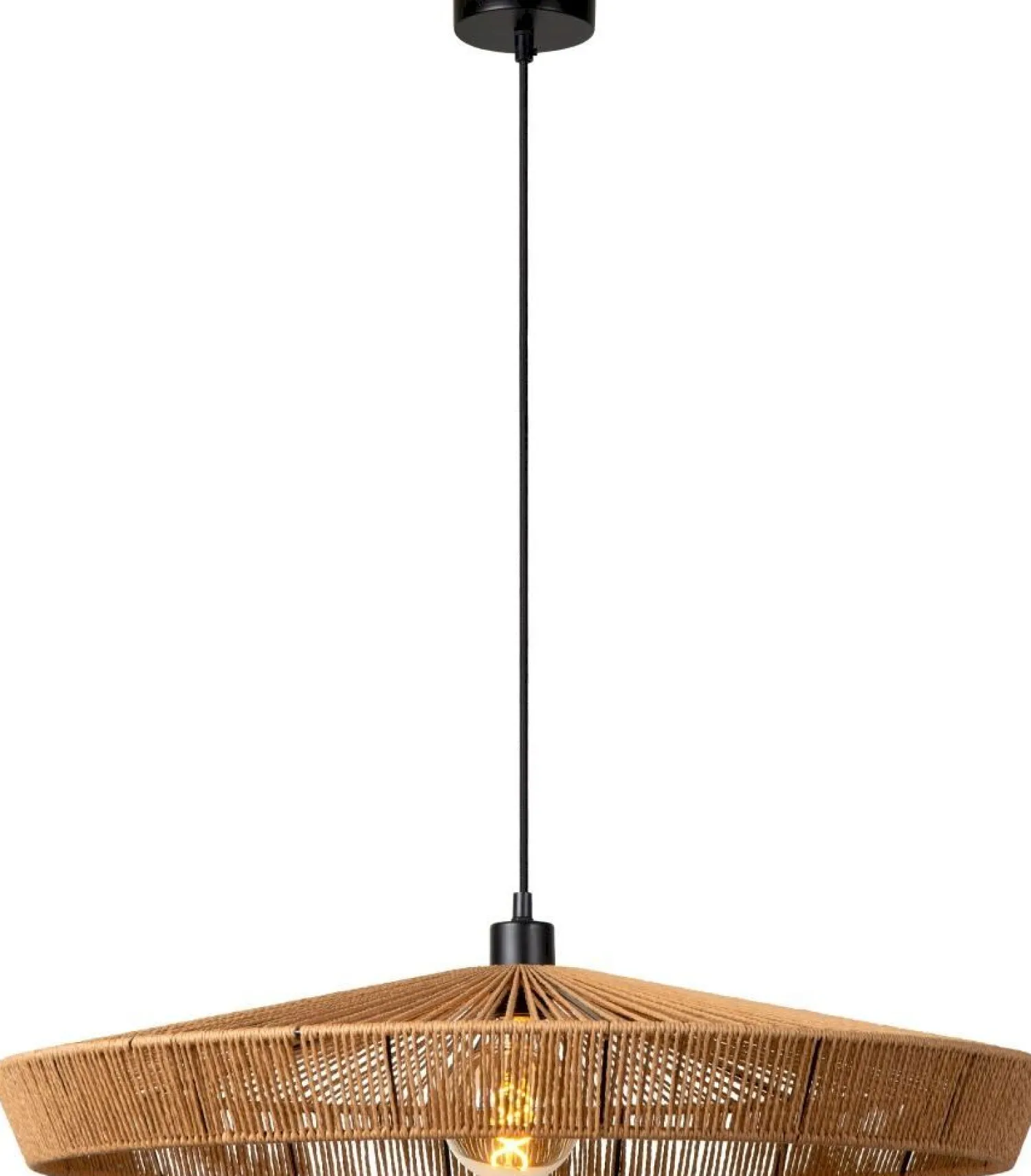 Hanglampen|Hanglampen-Lucide Yunkai Hanglamp Naturel, Zwart