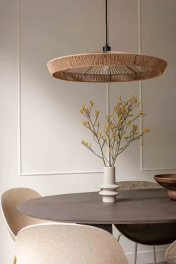 Hanglampen|Hanglampen-Lucide Yunkai Hanglamp Naturel, Zwart