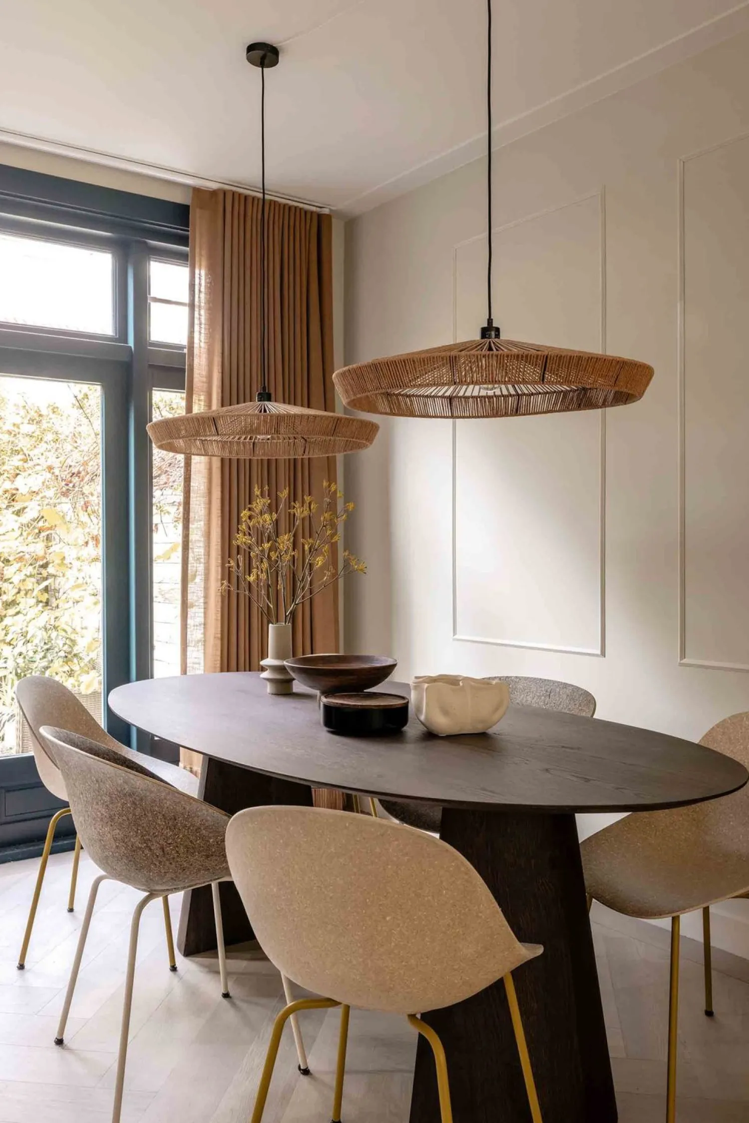 Hanglampen|Hanglampen-Lucide Yunkai Hanglamp Naturel, Zwart