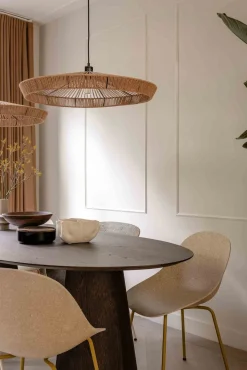 Hanglampen|Hanglampen-Lucide Yunkai Hanglamp Naturel, Zwart