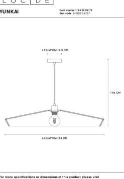 Hanglampen|Hanglampen-Lucide Yunkai Hanglamp Naturel, Zwart