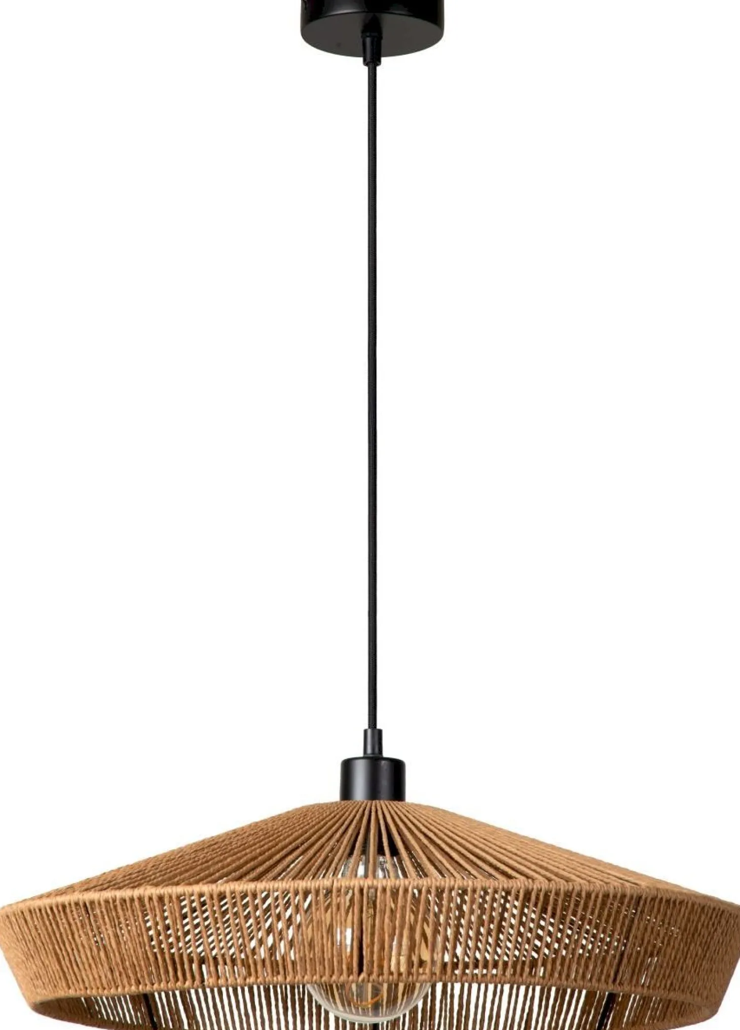 Hanglampen|Hanglampen-Lucide Yunkai Hanglamp Naturel, Zwart