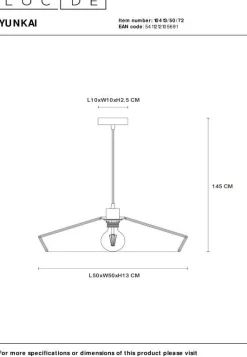 Hanglampen|Hanglampen-Lucide Yunkai Hanglamp Naturel, Zwart