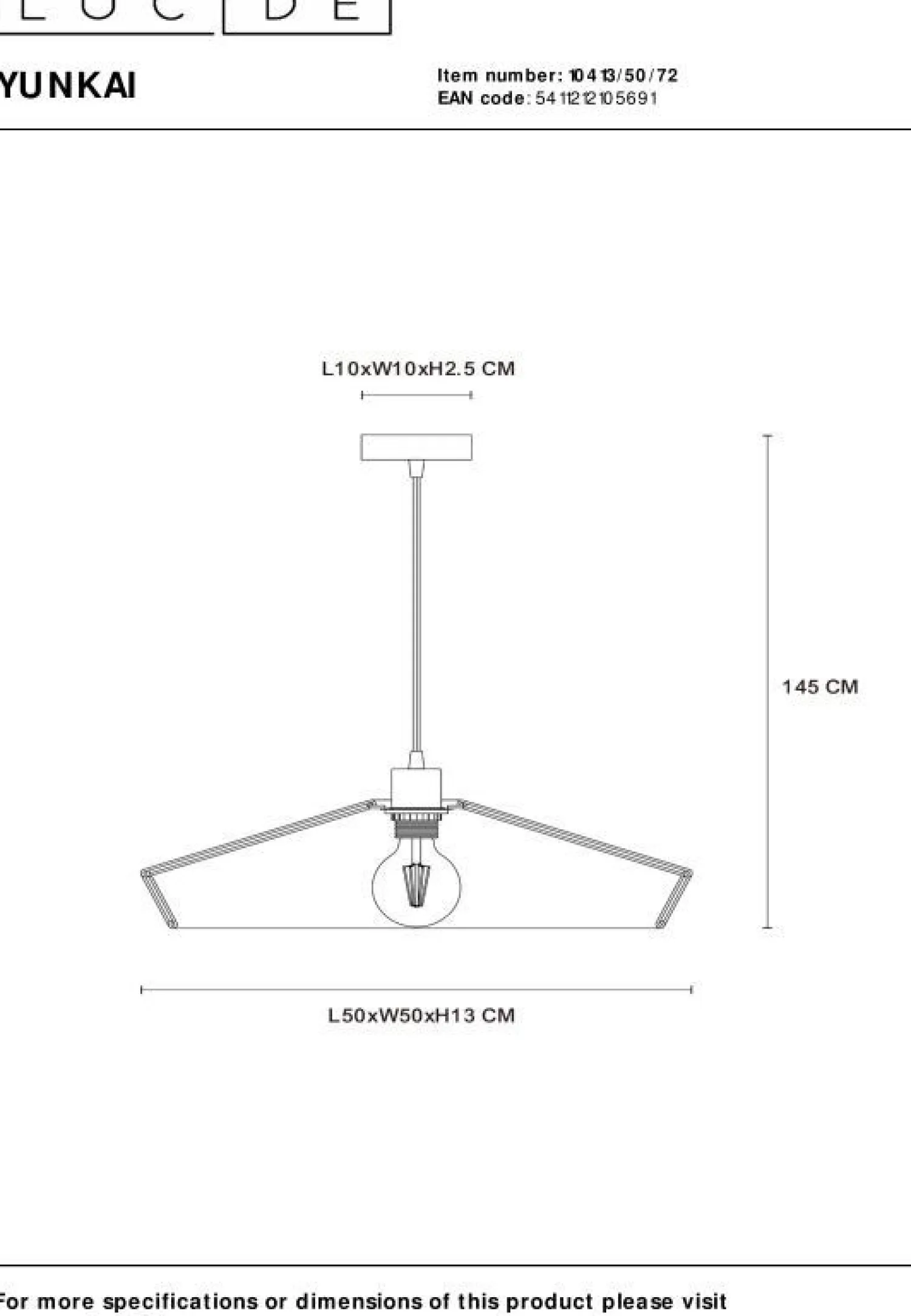 Hanglampen|Hanglampen-Lucide Yunkai Hanglamp Naturel, Zwart