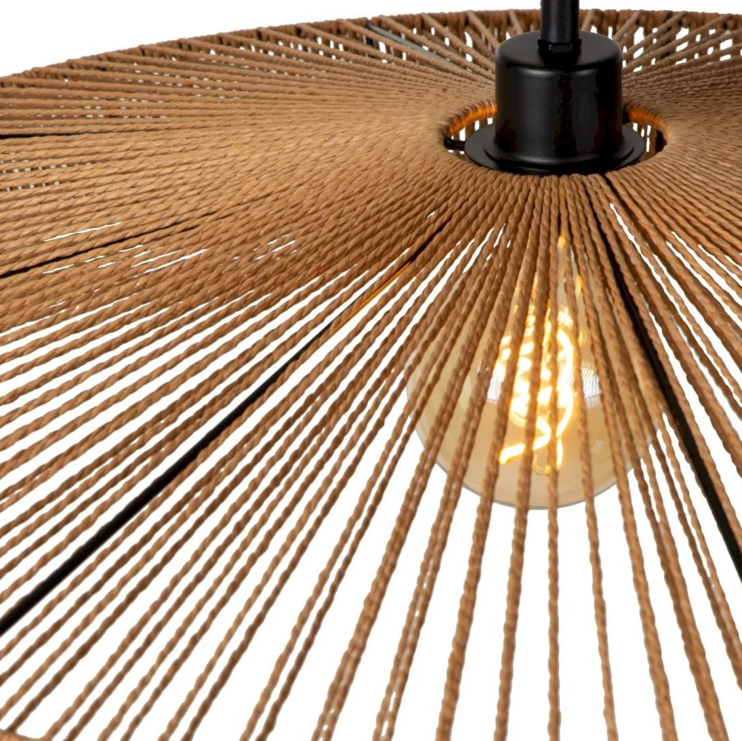 Hanglampen|Hanglampen-Lucide Yunkai Hanglamp Naturel, Zwart