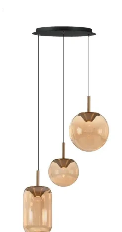 Moderne Hanglampen|Moderne Hanglampen-Montèl Yvonne Hanglamp Zwart Amber