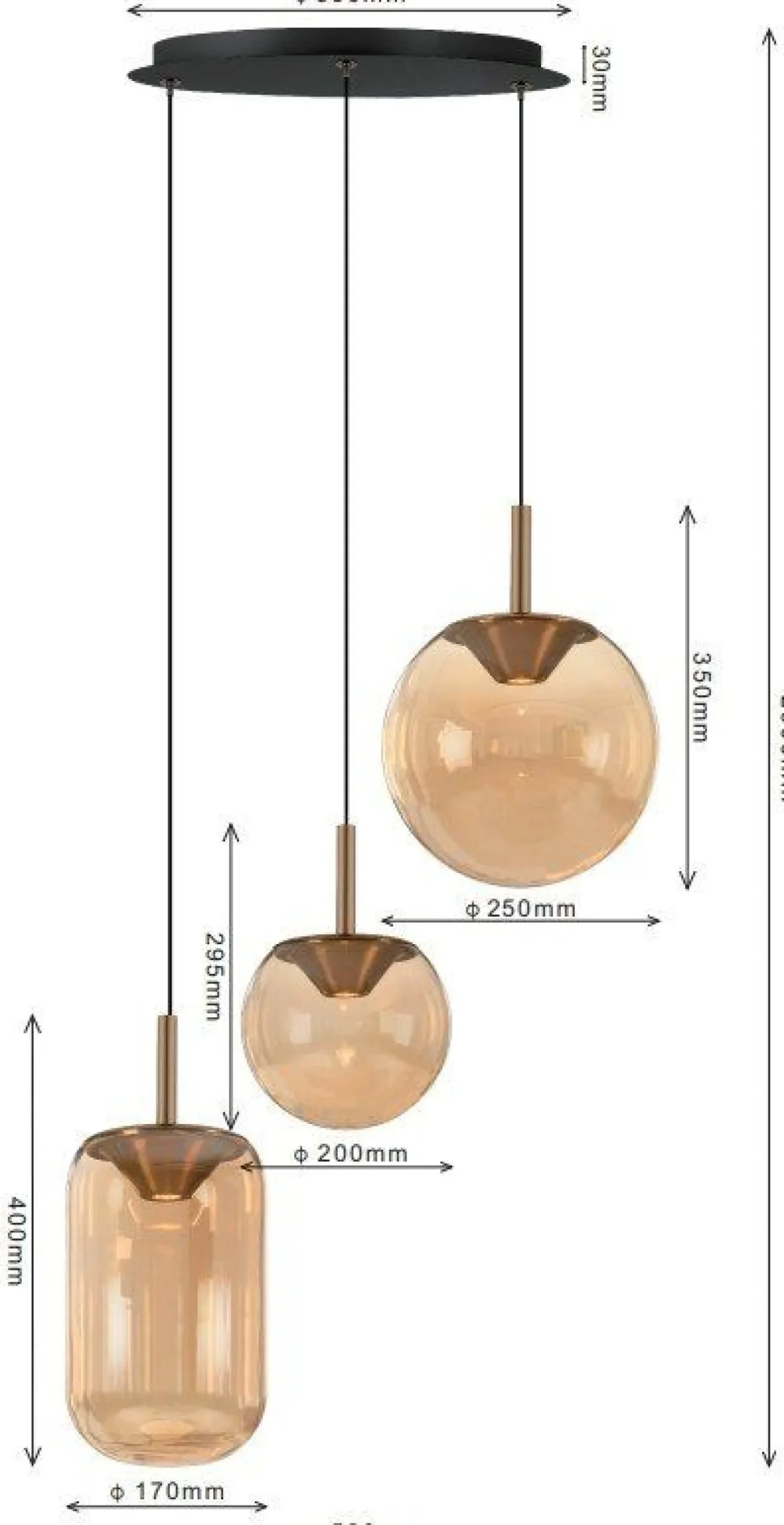 Moderne Hanglampen|Moderne Hanglampen-Montèl Yvonne Hanglamp Zwart Amber