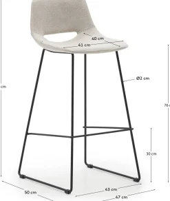 Stoffen Barkrukken-Kave Home Zahara Hoog Barstoel Beige