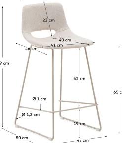 Stoffen Barkrukken-Kave Home Zahara Laag Barstoel Creme