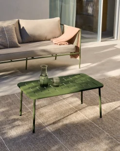 Tuinbanken|Zitbanken-Kave Home Zivia Outdoor 3-Zitsbank Groen, Beige