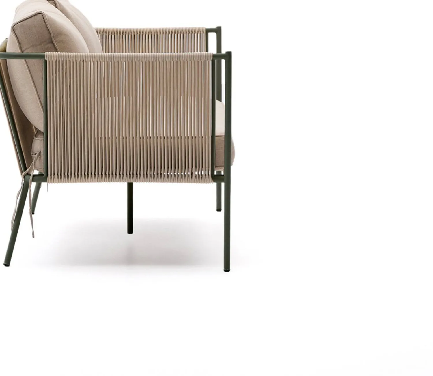 Tuinbanken|Zitbanken-Kave Home Zivia Outdoor 3-Zitsbank Groen, Beige