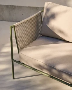 Tuinbanken|Zitbanken-Kave Home Zivia Outdoor 3-Zitsbank Groen, Beige