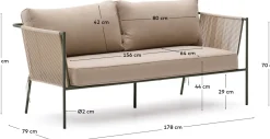 Tuinbanken|Zitbanken-Kave Home Zivia Outdoor 3-Zitsbank Groen, Beige