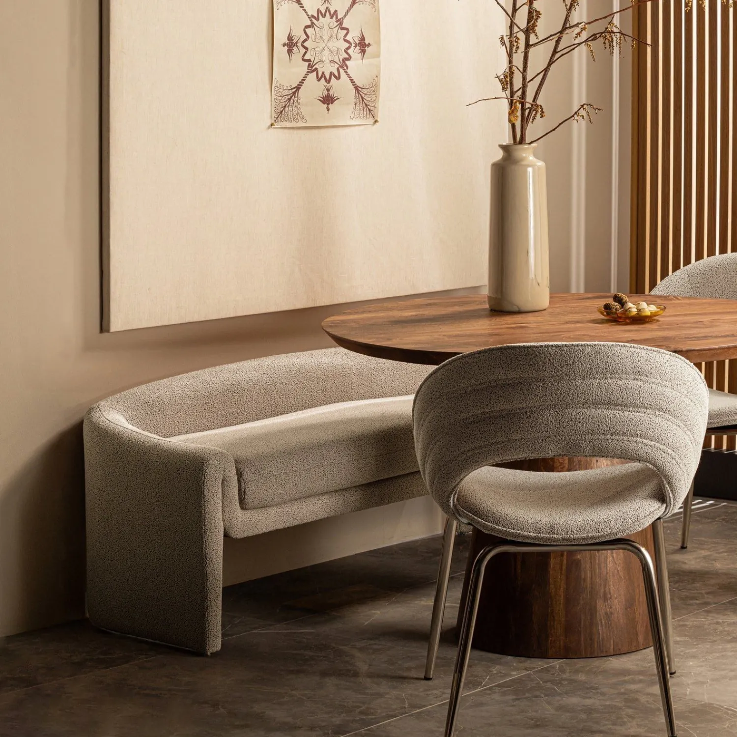 Stoffen Eetkamerbanken-WOOOD Zone Eetkamerbank Beige