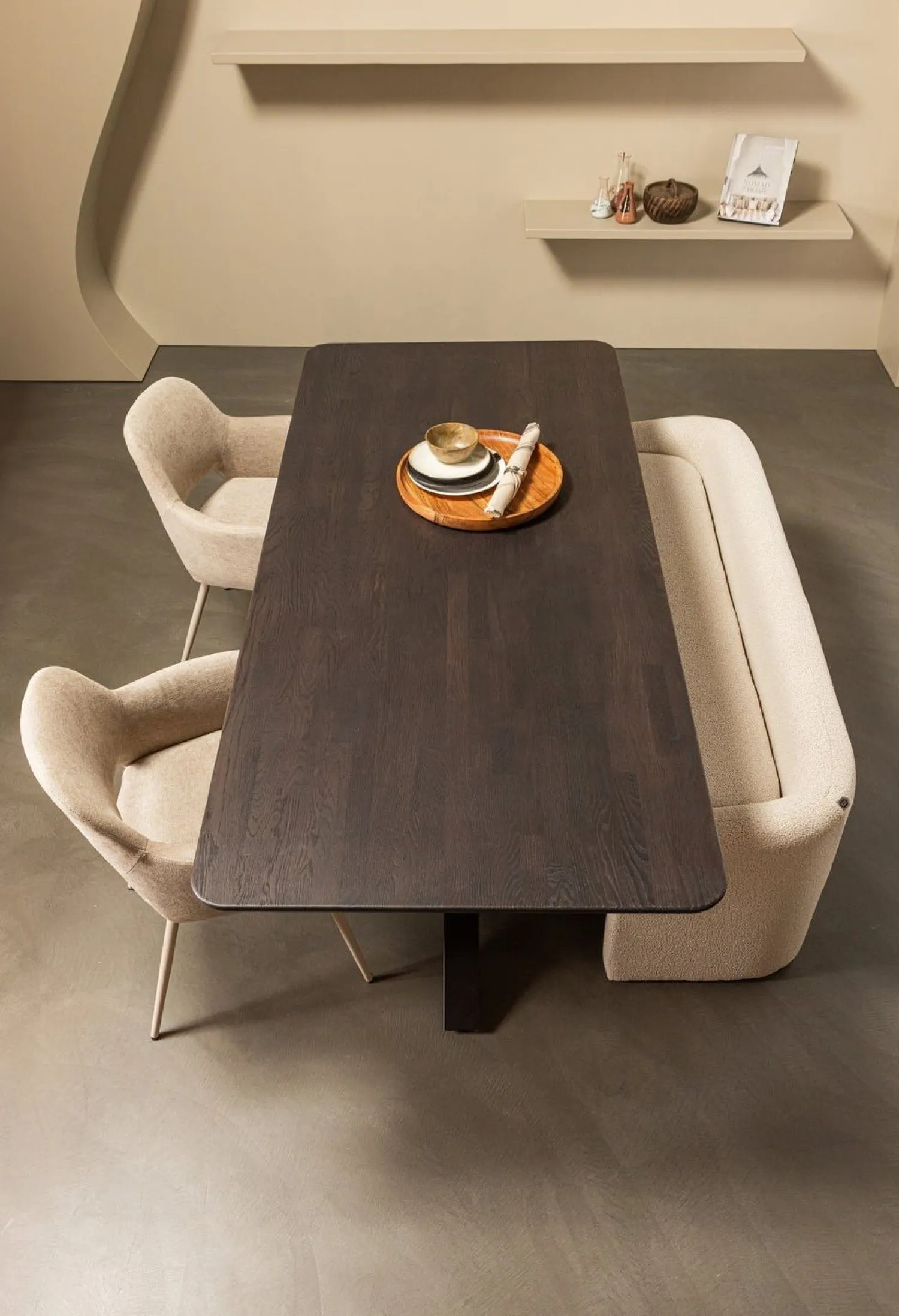 Stoffen Eetkamerbanken-WOOOD Zone Eetkamerbank Beige