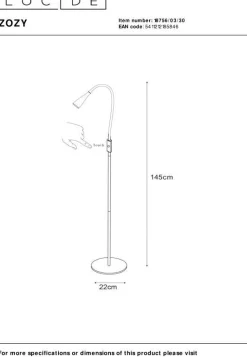Moderne Vloerlampen|Vloerlampen-Lucide Zozy Vloerlamp Zwart